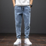 Suur Suurus Meeste S&uuml;gis Mood Vabaaja Veniv Puuvillane Denim Joggerid Cargop&uuml;ksid XXXL