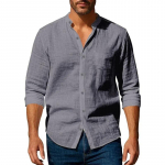 Puuvillane linane s&auml;rk meestele Henley kaelusega &uuml;hev&auml;rviline kerge hingav slim fit &uuml;he n&ouml;&ouml;biga pikkade varrukatega n&ouml;&ouml;bitav s&auml;rk M