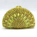 Luksuslik kuldne metallrahakott AB-kristallidega &otilde;htukott Teemantk&otilde;va karp-rahakott Pulma-pruudi k&auml;ekott Daami strass-rahakotid 19cmX12.2cmX6.5cm kollane