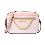 MICHAEL KORS Jet Set Logotr&uuml;kiga Eemaldatava Rihmaga Kaetud L&otilde;uendist Faux Nahast ja Pol&uuml;estrist &Otilde;la Crossbody Kott Suur Naiste Pulberroosa punane