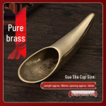 Suur messingist Gua Sha t&ouml;&ouml;riist - Puhtast vasest universaalne meridiaanimassaažipulk With Balm Set