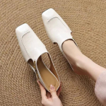 Naiste Kiiludega Sandaalid Suvised Mules Sussid Ruudukujulise Ninaga Kingad 2025 Uued Vabaaja Slingback Kingad Kleidipeo Naise Zapatos 35 valge