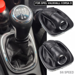 5/6-k&auml;iguline k&auml;igukangi nupp musta nahkkattega Opel Corsa D 2006-2015 jaoks 009140093 19276456 Nahk + Plastik 5 Speed