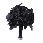 Must Roosi Kimbud Tume Romantika Kunstlillede Seaded Gooti Pulmadeks Halloweeni Pruudi Kaunistused (black,18cmx18cmx24cm) must
