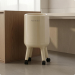 Silindriline pr&uuml;gikast hingedega kaanega Minimalistlik Kreemjas Valge 17,9L ratastega Cream White 17.9L with Wheels