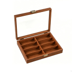 Puidust p&auml;ikeseprillide karp Puidus&uuml;&uuml;ga viimistlus Korraldaja L&auml;bipaistev kaas Prillide vitriinkarp 8-slot Blk Walnut - brown