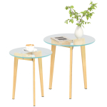 2 kaasaegse k&uuml;ljelaua komplekt l&auml;bim&otilde;&otilde;t 50x45 cm ja l&auml;bim&otilde;&otilde;t 40x40 cm karastatud klaasist pealse ja terasraamiga 50 x 50 x 45 cm