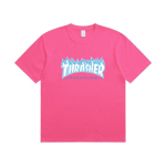 A1-05 Suvine Thrasher Kirjatr&uuml;kiga T-s&auml;rk Meeste Naiste &Uuml;legabariidiline Puuvillane L&uuml;hikeste Varrukatega Vabaaja Streetwear T-s&auml;rk Top 3XL pink