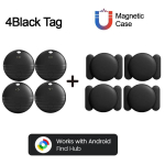 Air Tags Tugeva magnetiga peidetud silikoon&uuml;mbris Android Google Find My Iphone Mini GPS-j&auml;lgija positsioneerimiseks Auto Jalgratas Mootorratas Black-4set black