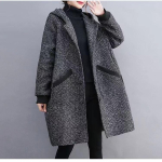 Naiste s&uuml;gis-talvine lahtine suure suurusega kapuutsiga mantel, vabaaja jakk temperamendiga 6XL gray