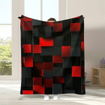 1 tk Moodne Kahepoolne Punane Must Ruuduline Tekk - Pehme Soe Aastaringselt Luksuslik Voodikate, Must ja Punane Geomeetriline Tartani Disain Diivani, Voodi, Kontori jaoks - Ide 150X200CM