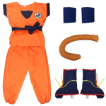 T&auml;iskasvanud Lapsed Son Goku Gui karneval Cosplay Anime Kost&uuml;&uuml;mid Halloweeni peod ja P&uuml;had Sealhulgas Saba Randme Parukas Sinine Kuldne Disain 120(110-120cm) white