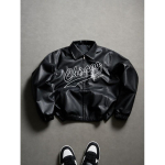 Meeste &Uuml;le&otilde;mblus PU Nahast Jakk Kirjaga Vabaaja &Uuml;ler&otilde;ivad S&uuml;gis Streetwear Medium must