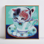 5D DIY Teemanttikandid Loomade Kasside Rhinestones Pilt Teemantmaaling T&auml;is&uuml;mmargune teemant 30x30CM