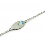 Les Tr&eacute;sors De Lily [G5646] - Gourmette Argent 'Bambino Poissons' bleu argent&eacute; (rhodi&eacute;) - 15x8 mm sinine