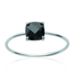 Bague Argent 'Unique' noir argent&eacute; (rhodi&eacute;) - 6x6 mm 56 must