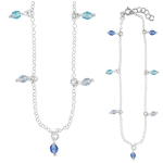 Les Tr&eacute;sors De Lily [Q9343] - Cha&icirc;ne Cheville Argent artisanale 'Linda' bleu argent&eacute; (rhodi&eacute;) - 25 cm 4 mm sinine