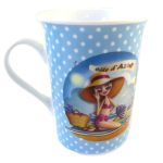 Les Tr&eacute;sors De Lily [Q0463] - Portselanist kruus 'C&ocirc;te d'Azur' sinine hernestega - 10x7. 5 cm t&uuml;rkiissinine