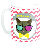 Les Tr&eacute;sors De Lily [Q3379] &ndash; keraamiline kruus 'Happy Cat! 'kikilips (Valmistatud Prantsusmaal) - 9. 5x8 cm mitmev&auml;rviline