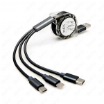 3-&uuml;hes sisset&otilde;mmatav Micro-Usb C-t&uuml;&uuml;pi mitme laadija kaabel mobiiltelefoni kaablite jaoks must