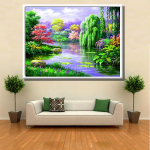 HUACAN 5D DIY Teemantmaal Ilus maastik 5D DIY FULL Teemantmaaling K&auml;sit&ouml;&ouml;tuba Kodukaunistus Full square 25*30 cm