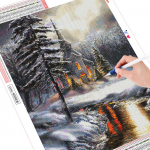 5D Teemantmaal Talvine Maastiku Mosaiik Teemantkomplekt T&auml;isruudukujuline teemanttikandid 20X30CM