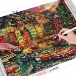 Teemanttikandid paat t&auml;isnurkne puur n&auml;put&ouml;&ouml; uus saabumine 3D DIY teemantmaaling maja maastik kodukaunistus Full Round (20X30CM)