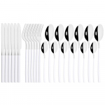 24 tk Must s&ouml;&ouml;giriistade komplekt nuga kahvel lusikas s&ouml;&ouml;gin&otilde;ude lauan&otilde;ude komplekt roostevabast terasest peegel teelusikad s&ouml;&ouml;giriistade h&otilde;ben&otilde;ude komplekt valge/h&otilde;be