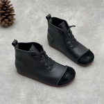 Johnature ehtsast nahast kingad naiste saapad elastne riba &uuml;mmargune ninaosa, &otilde;mblemine k&auml;sitsi valmistatud kokkuv&otilde;tlikud retro poolsaapad 40