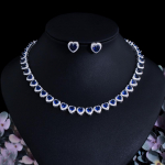 Kvaliteetne CMM kuninglik sinine kuubiktsirkooniumoksiid banketi s&uuml;damekujuliste k&otilde;rvar&otilde;ngaste kaelakee komplekt kuninglik sinine v&auml;rv