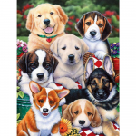 DIY 3D teemantmaalimine seitse kutsikat tikandid ristpistes k&auml;sit&ouml;&ouml;na kodukaunistus Full Round 20x25CM