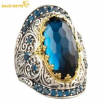 SACE GEMS Klassikaline vasesulamist tsirkoonist s&otilde;rmus Naiste ehted Pulmalubaduse peokingitus 6 sinine