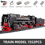 MOLD KING 12003 Rongiehituskomplektid Tehniline RC Elektriline Raudtee QJ Auruvedur Rong Lapsed Tellised M&auml;nguasjad J&otilde;ulukingitused Train