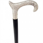 Puidust ja messingist k&auml;sitsi valmistatud kargutugi, tugev ja ilus puidust kepp dekoratiivse poleeritud k&auml;epidemega (H&otilde;bedane iiris)