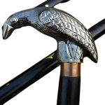 Brass Raven Head k&auml;epideme stiilis jalutuskepp puidust kepp