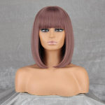 MISSQUEEN Women Cosplay Naturaalne must l&uuml;hike sirge Bob-parukas s&uuml;nteetilisest kiust &otilde;lgade pikkusega igap&auml;evaseks kandmiseks Bob-parukas