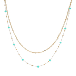 Les Tr&eacute;sors De Lily [R4444] &ndash; kullast roheline Boho terasest disainerkaelakee (2 rida) - 38/42 cm - 4 mm helmed (amasoniit) roheline