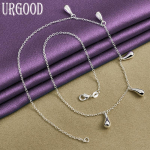 925 Sterling h&otilde;bedane peen ketiga Water Drop kaelakee 45cm