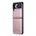 P&otilde;rutusvastane nahast mobiiltelefoni kate Samsung Z Flip4 kokkupandava disainiga &uuml;mbrisele Samsung Galaxy Z Flip4 Flip 3 Flip3 Flip 4 5g jaoks for Samsung z Flip 3 roosa