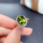 Diwenfu 14k Rose Gold Ehted Roheline Topaas S&otilde;rmus Naistele Fine Anillos De Bizuteria Bague v&otilde;i Jaune Pulmapaelad S&otilde;rmuste ehtekarp Resizable roheline