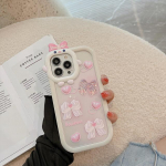 2-&uuml;hes eemaldatav 3D Bow Pink Love p&otilde;rutuskindel telefoni&uuml;mbris iPhone'ile 11 12 13 Pro Max 14 Promax 14max 14pro armas koomiksikate for iphone 11