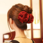 Korea Beauty Ribbon Rose Lille Vibu L&otilde;ualuu Klamber Barrette Juuksek&uuml;&uuml;nised 1 must