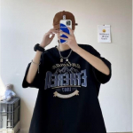 Meeste l&uuml;hikeste varrukatega T-s&auml;rgid Graafilise tr&uuml;kiga kirjaga Poolvarrukatega T-s&auml;rgid Pullover T-s&auml;rk Juhuslik T-s&auml;rk Meeste Korea Vabaaja Kaela Retro Topid M must