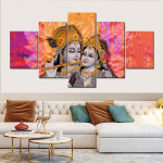 5 paneeli Abstraktne Lord Radha Krishna l&otilde;uend maalimine plakatid ja tr&uuml;kised Digitaalne seinakunst Pilt Elutoa Kodukaunistus Ilma raamita 20x35cm*2 20x45cm*2 20x55cm*1