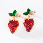 Pinkdudu Fashion 2023 punase maasika tilkk&otilde;rvar&otilde;ngad armsad loomingulised inkrusteeritud tsirkoonist puuviljadest k&otilde;rvar&otilde;ngad naistele, ehted kingitused PD1247 punane