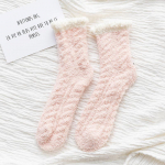 Coral Velvet Sokid Naiste Talvised Soojad Pits Ruffle Satsid sokid Sisep&otilde;rand Calcetines Paks Kawaii Sokk Calcetines de la Mujer One Size (3 pairs) roosa