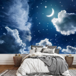 T&auml;hed ja Kuu eemaldatav seinamaaling Night Sky suur tapeet elutuppa, magamistuppa ja kontorisse 330 cm(W) x 240 cm(H)