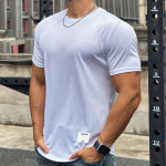 Meeste Stretch Quick Dry vabaaja T-s&auml;rk Muscle Fitness Spordi l&uuml;hikeste varrukatega s&auml;rk M must