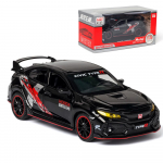 1/32 skaalaga Honda Civic Type-R survevalu sulamist mudelauto m&auml;nguasi, valguse ja heliga tagasit&otilde;mmatav s&otilde;iduk lastele t&auml;iskasvanutele m&otilde;eldud kingituste kollektsioon 1/32-15x6.5x5cm must