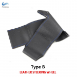 Autotarvikud Perforeeritud mikrokiudnahast sisemine rooli katte kleebise &auml;&auml;ris Hyundai Elantra 2008 2009 jaoks A Black-red line